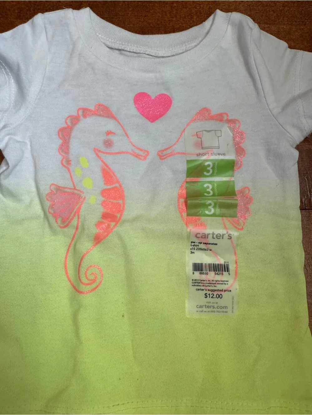 Carter's Coral and Lime Infant Top Duo